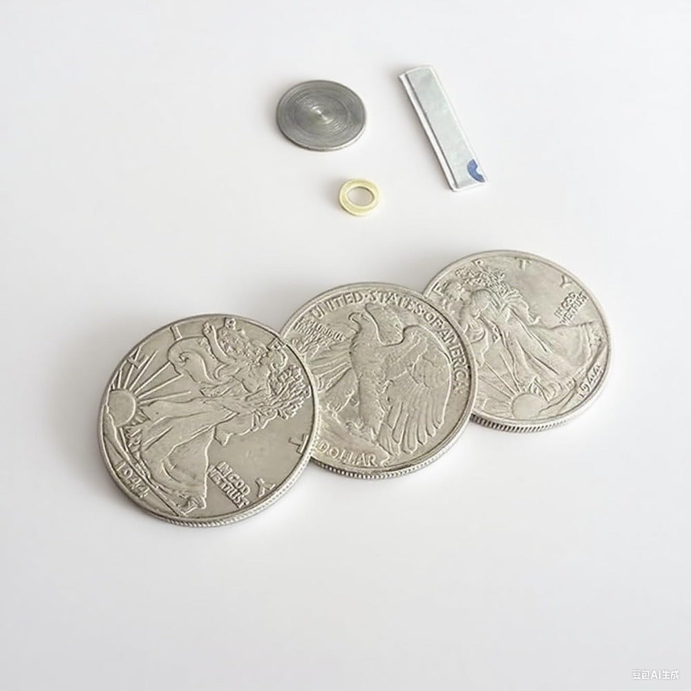 Multipurpose Flipper Coin Set (Walking Liberty Half Dollar) Magic Tricks for Magicians