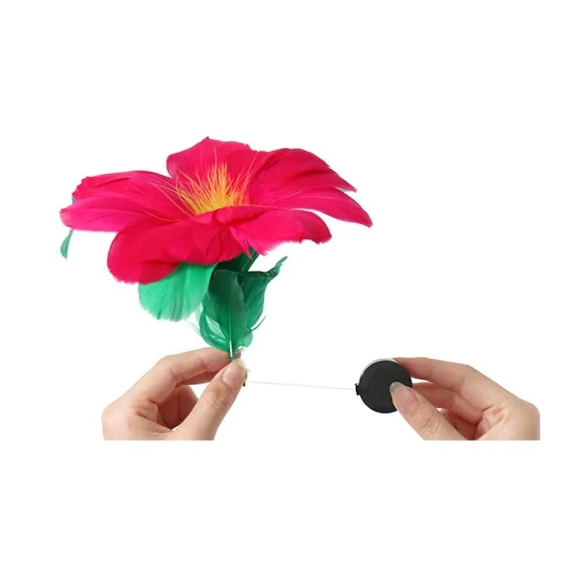 Magic Feather Flower Vanishing Stage Magic Tricks Set Pull Device Appearing Flower From Sleeve