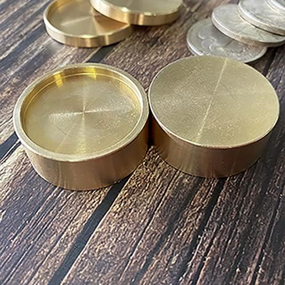 Brass Okito & Boston Box Set Magic Trick Half Dollar Size Coin Appear Vanish