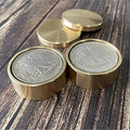 Brass Okito & Boston Box Set Magic Trick Half Dollar Size Coin Appear Vanish
