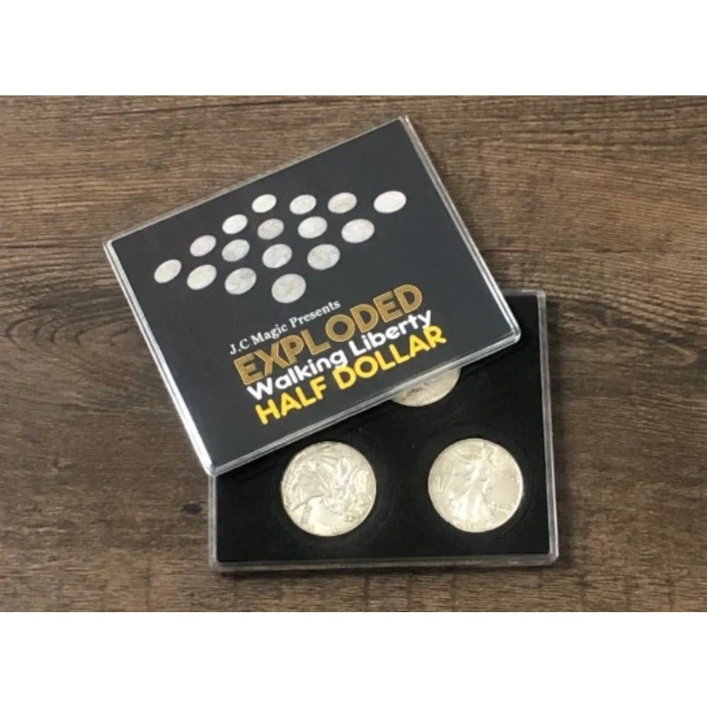 Exploded Walking Liberty Half Dollar Magic Tricks 4 Coins to 16 Magician