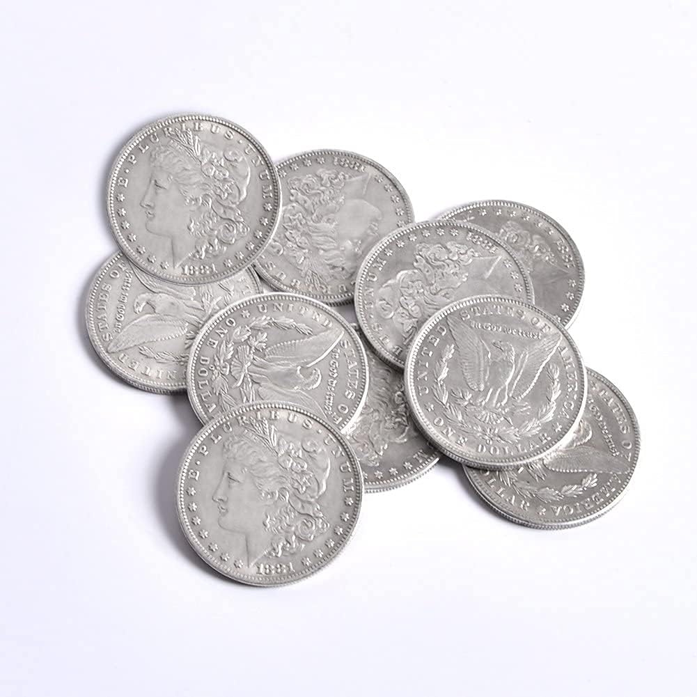 10pcs Metal Magic Coins Steel Morgan Dollar Coin Magic Trick (3.8cm Dia)