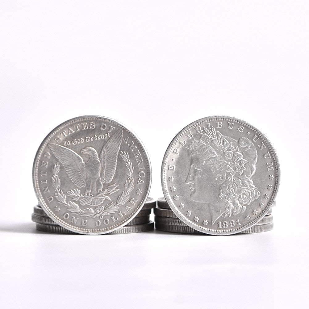 10pcs Metal Magic Coins Steel Morgan Dollar Coin Magic Trick (3.8cm Dia)