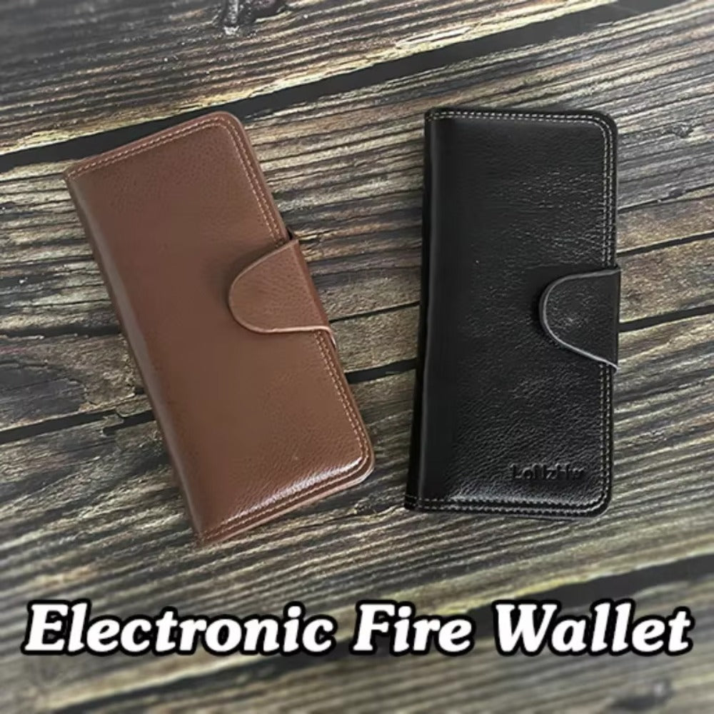 Black Color Electronic Fire Wallet (Long) Close Up Stage Magic Tricks Street