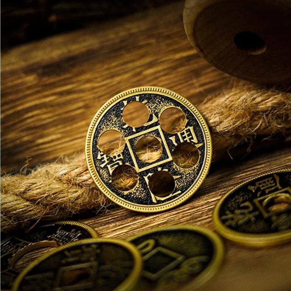 Crazy Chinese Coin Magic Tricks Moving Hole on Ancient Coin Magic Jumping