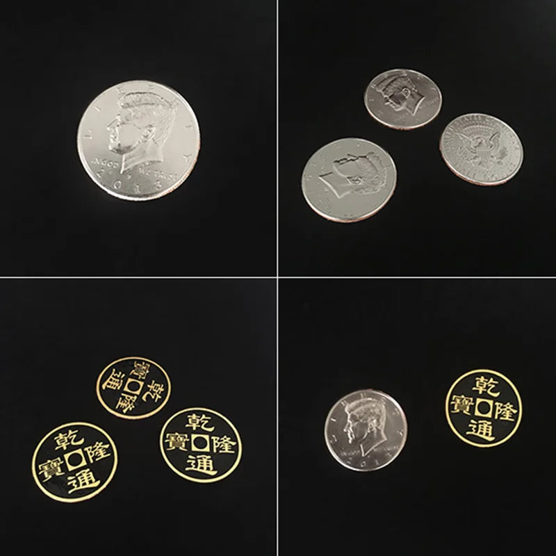Double Face Super Triple Coin (Morgan/Half Dollar Available) Magic Tricks