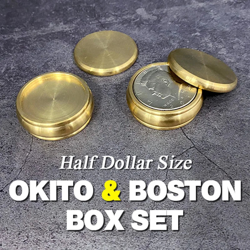 Buddha Okito & Boston Box Set (Half Dollar Size) Magic Trick Coin Appear Vanish