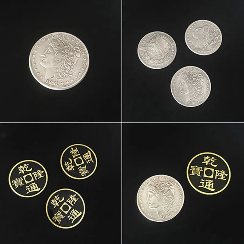 Double Face Super Triple Coin (Morgan/Half Dollar Available) Magic Tricks