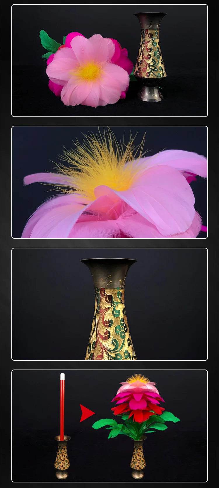 Cane To Flower (With Vase) Magic Stick Change Flower Vase Sunflower