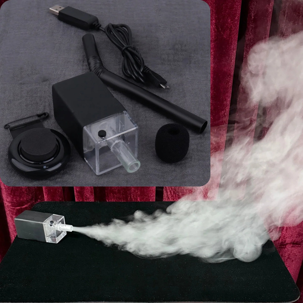 Mini Smoke Machine Continuous Smoke Generator Remote Control Magic Trick Prop