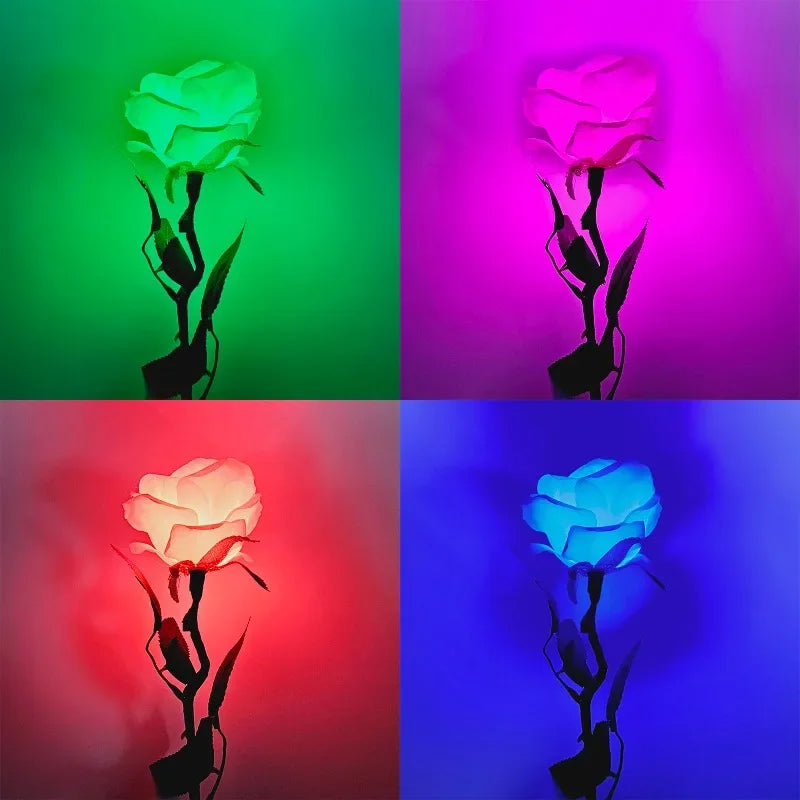 Seven-Color Light Rose Stage Magic Tricks Color Changing Flower Magia