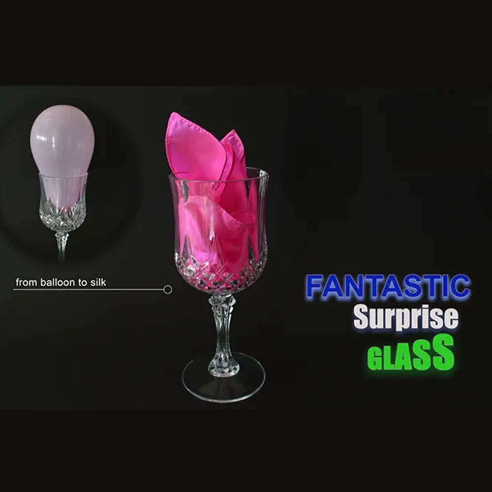 Fantastic Surprise Glass Magic Tricks Vanished Silk Appearing Again in Balloon