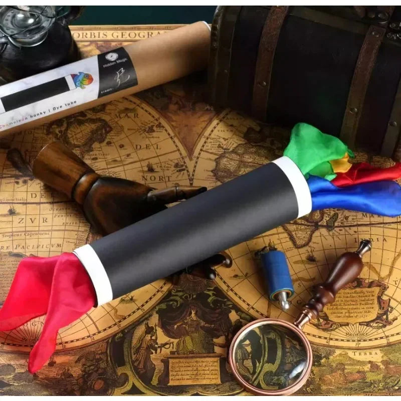 Chameleon Hanky Dye Tube Stage Magic Tricks Silk Scarves Magician