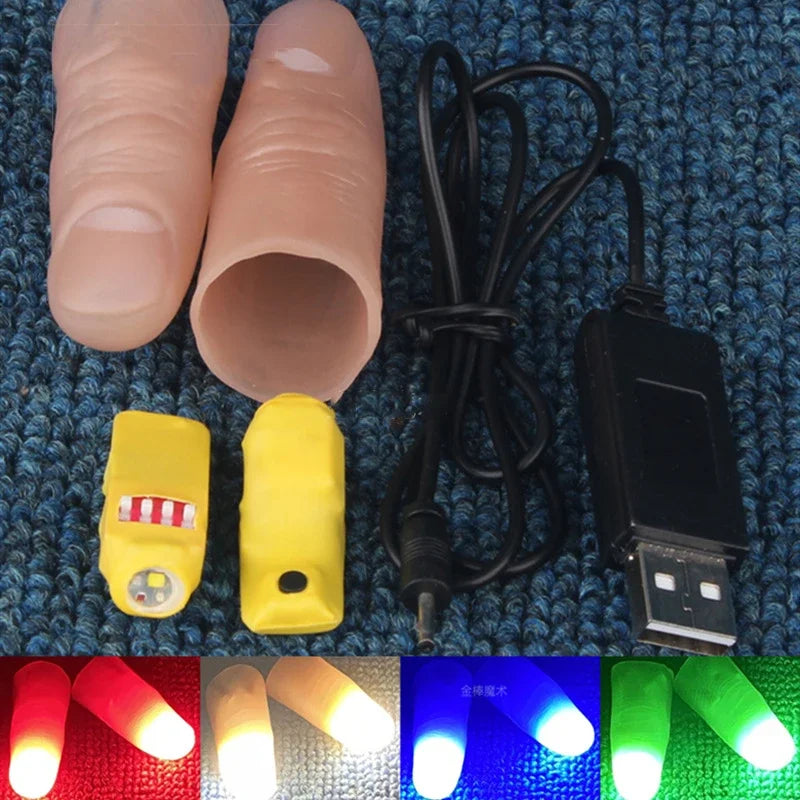 Professional Light-Pair Set (Red/Four Colors) Magic Tricks LED Thumb Tips Light