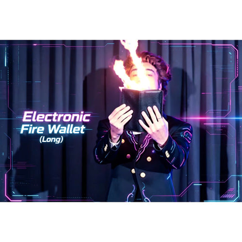 Black Color Electronic Fire Wallet (Long) Close Up Stage Magic Tricks Street