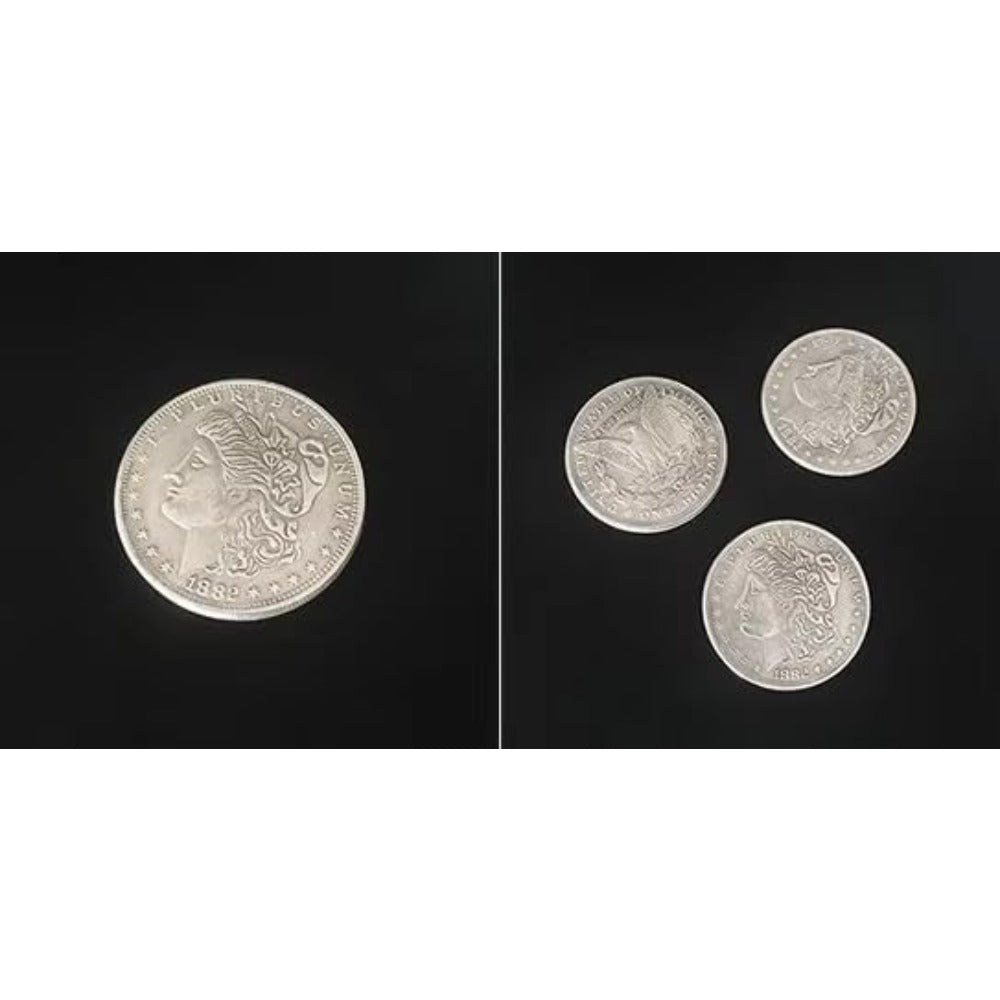 Super Triple Coin (Fake Morgan Dollar) Magic Tricks Coin Appear Vanish Magic