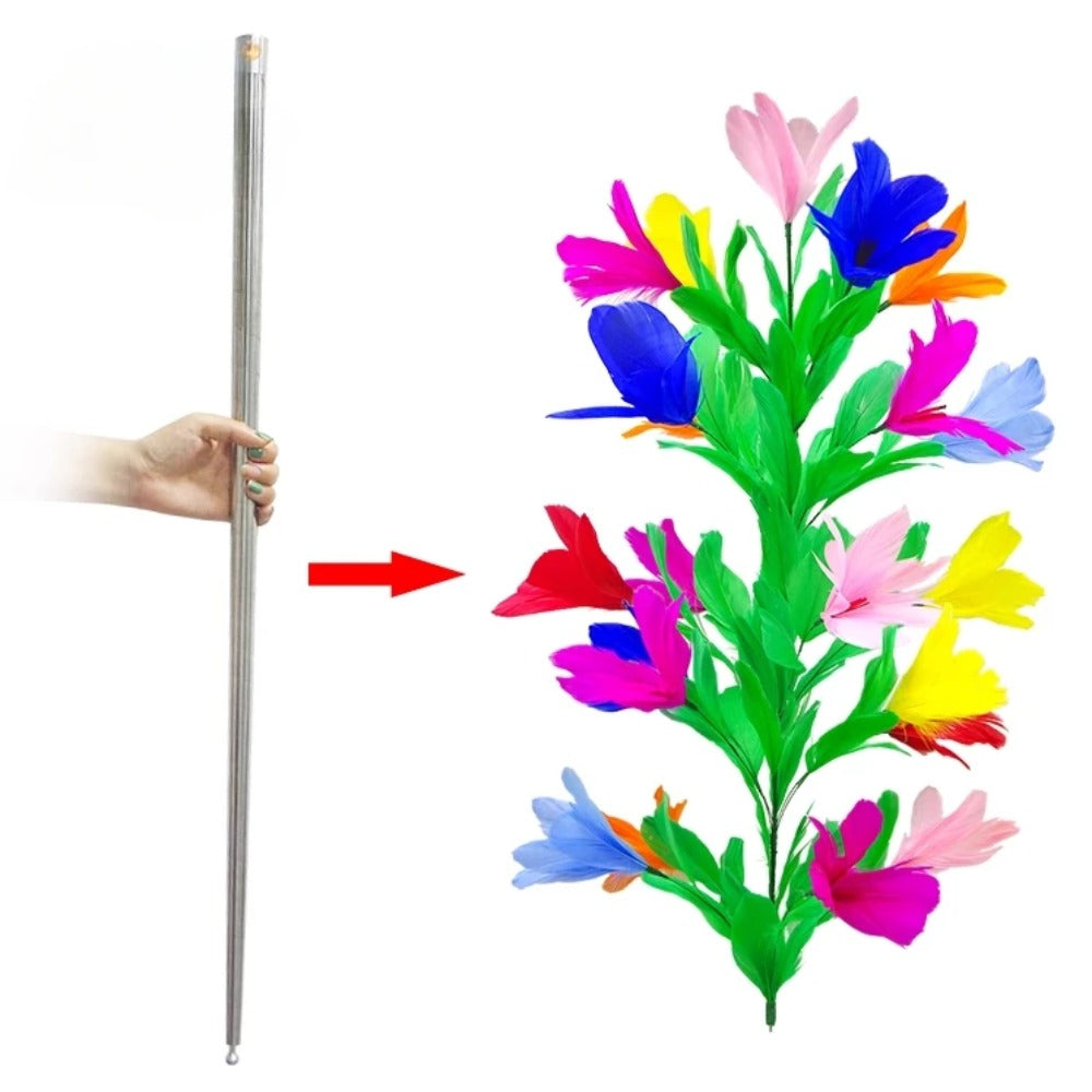 Vanishing Cane To Flower ( 21 Flowers ) Stage Magic Tricks Metal Vanishing Cane