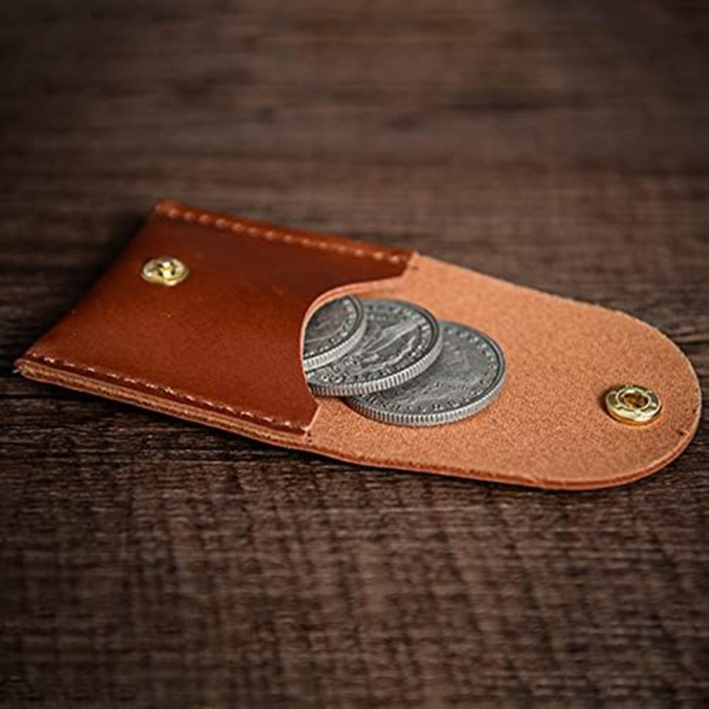 Pocket Portal (Morgan Dollar Size) Magic Tricks Leather Coin Bag