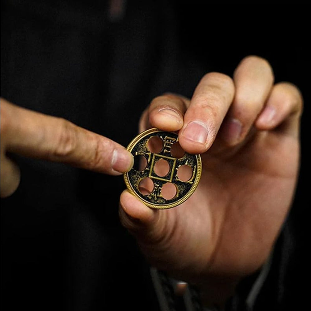 Crazy Chinese Coin Magic Tricks Moving Hole on Ancient Coin Magic Jumping