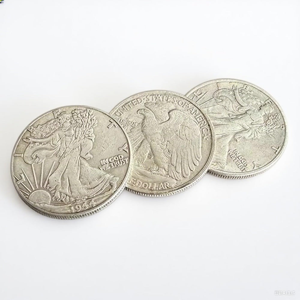 Multipurpose Flipper Coin Set (Walking Liberty Half Dollar) Magic Tricks for Magicians